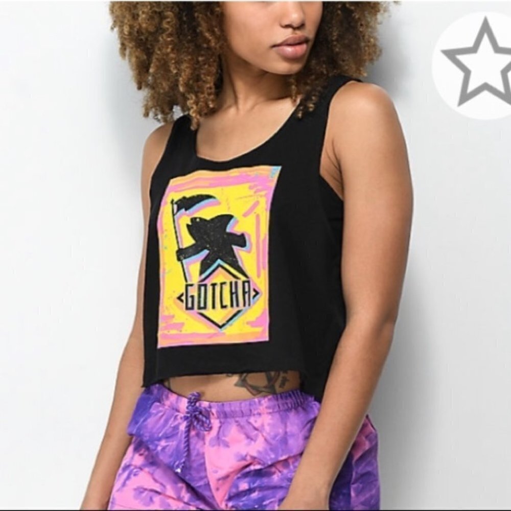 Gotcha Classic Fishman Black Crop Tank UO